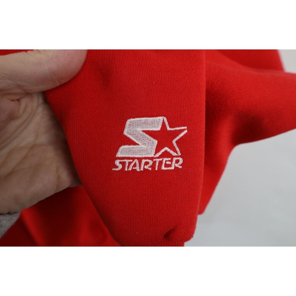 Vintage 90s Starter Mens Large Spell Out Script Ohio State University Hoodie Red - Picture 5 of 16